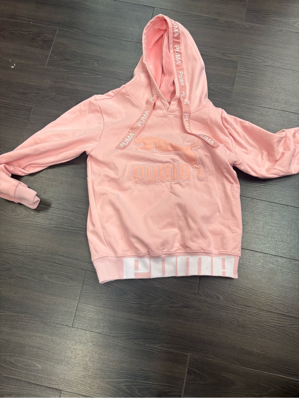 Puma Pink Girls' Pullover Hoodie with Logo